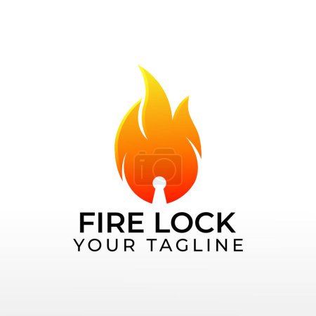 Illustration for Fire Lock Logo Vector Illustration - Royalty Free Image