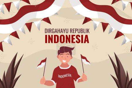 Téléchargez les illustrations : Illustration plate pour la fête de l'indépendance indonésienne - en licence libre de droit