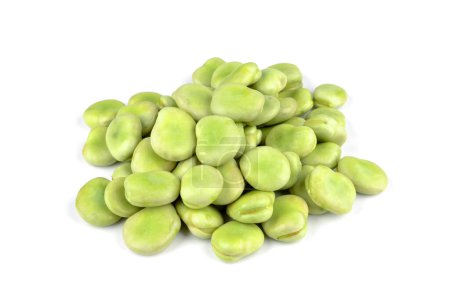broad beans on a white background