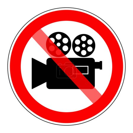 Illustration for Filming prohibition sign on white background - Royalty Free Image