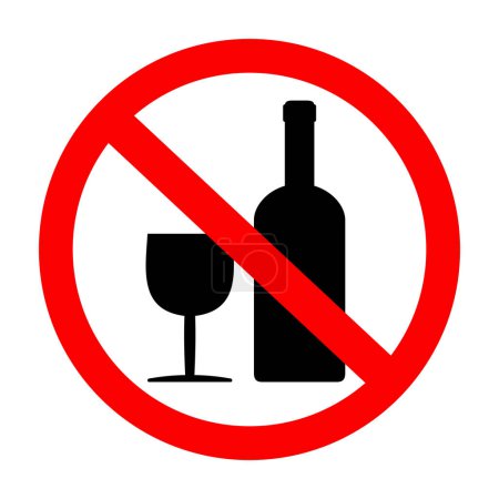 Téléchargez les illustrations : Alcohol consumption prohibited - sign on a white background - en licence libre de droit