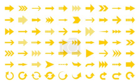 Téléchargez les illustrations : Set of different arrows isolated on white background - en licence libre de droit