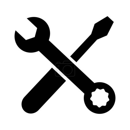 Ilustración de Llave inglesa e icono del destornillador sobre fondo blanco - Imagen libre de derechos