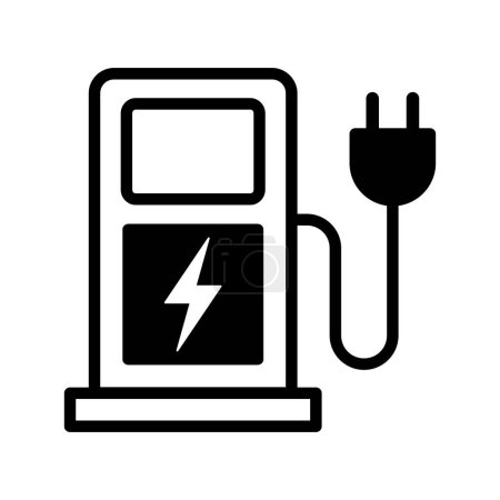 Téléchargez les illustrations : Icône de charge de véhicule électrique, distributeur - en licence libre de droit