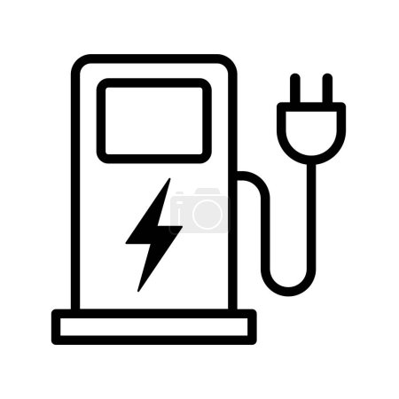 Téléchargez les illustrations : Icône de charge de véhicule électrique, distributeur - en licence libre de droit