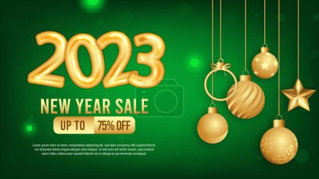 Ilustración de 2023 Año nuevo venta social media post o plantilla promocional con decoración de Navidad - Imagen libre de derechos