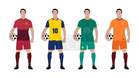 Ilustración de Campeonato del mundo de fútbol equipo de grupo con su kit de equipo - Imagen libre de derechos