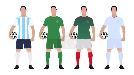 Téléchargez les illustrations : Équipe de groupe de championnat du monde de football avec leur kit d'équipe - en licence libre de droit