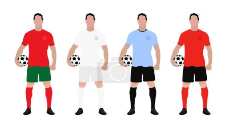 Téléchargez les illustrations : Coupe de football équipe de groupe et leur kit d'équipe - en licence libre de droit
