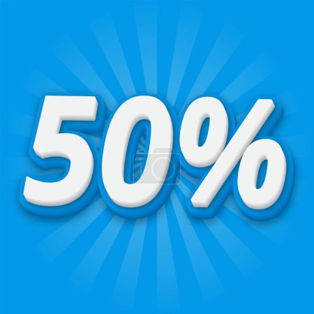 Illustration for 50 percent discount offer price tag text effect - Royalty Free Image