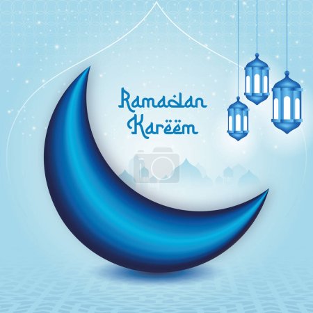 Illustration for Ramadan Kareem greeting card with Islamic background - Royalty Free Image