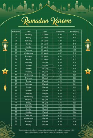 Ramadan iftar and sehri Bangladesh time calendar template 2023