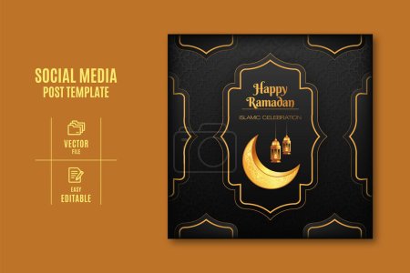 Illustration for Vector Ramadan Kareem greeting card design with Islamic background - Royalty Free Image
