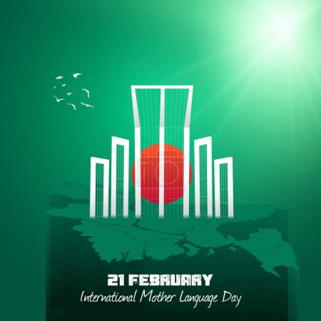 Téléchargez les illustrations : 21 février Journée internationale de la langue maternelle Illustration vectorielle Shahid Minar - en licence libre de droit