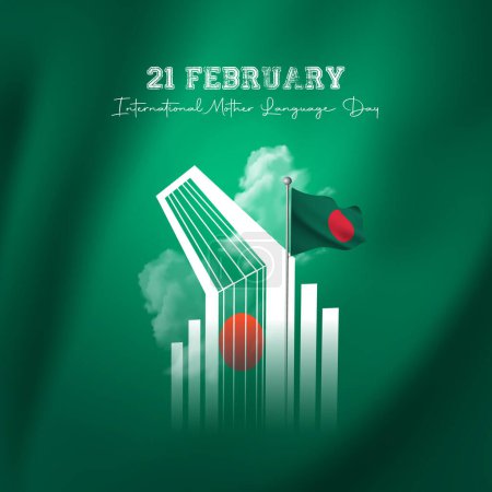 Ilustración de 21 de febrero Día Internacional de la Lengua Materna Shahid Minar vector ilustración - Imagen libre de derechos