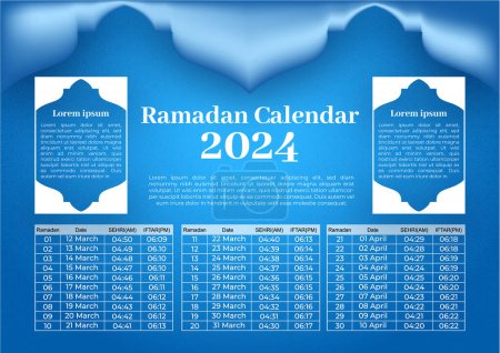 Illustration for Ramadan iftar and sehri time calendar - Royalty Free Image