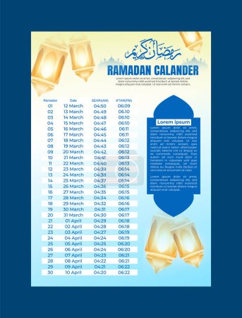 Ramadan iftar and sehri Bangladesh time calendar template 2024