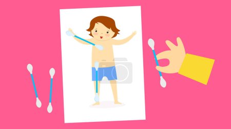 Photo for Picture of a boy and ear sticks - Royalty Free Image