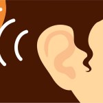 Ear, hearing organ, sound waves near the ear