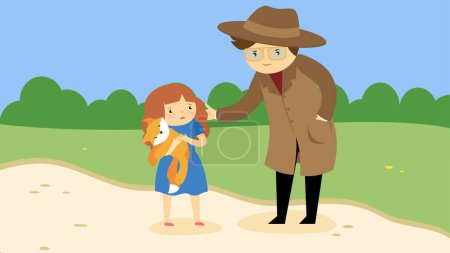 Illustration for Stranger talking to little girl - Royalty Free Image