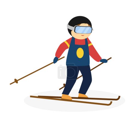 Téléchargez les illustrations : Skier in equipment on a white background - en licence libre de droit