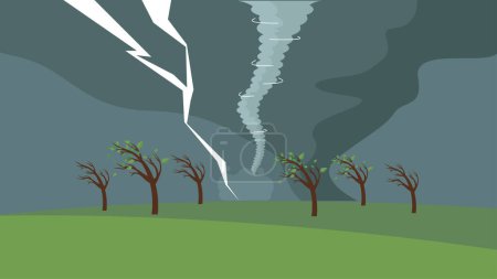 Téléchargez les illustrations : Tornado, lightning and dust storm - en licence libre de droit