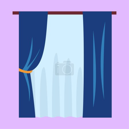 Téléchargez les illustrations : Window curtains icon. flat illustration - en licence libre de droit