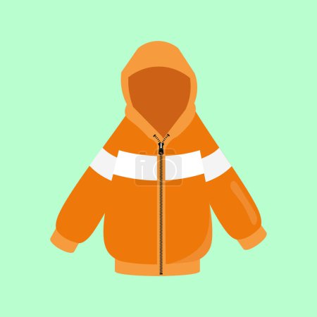 Photo for Orange jacket with a hood and a white horizontal stripe in the middle - Royalty Free Image
