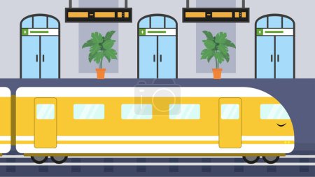 Illustration for Train arrive on railway station - Royalty Free Image