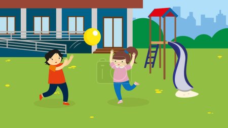 Téléchargez les illustrations : Children playing in park vector illustration design - en licence libre de droit