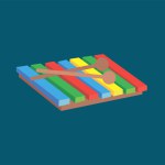 Colorful wooden xylophone with sticks on  background