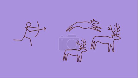 Illustration for Drawing of primitive people in a cave - Royalty Free Image