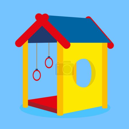 Illustration for Children's playhouse on a blue background - Royalty Free Image