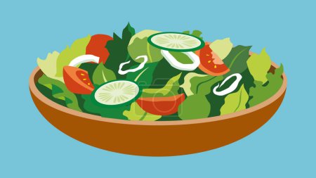 Téléchargez les illustrations : Web simple illustration of fresh vegetable salad - en licence libre de droit