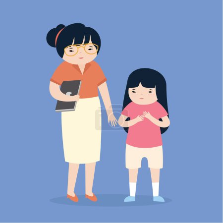 Illustration for Mother and child with laptop vector illustration - Royalty Free Image