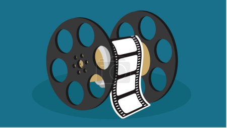 Illustration for Reel with film design, movie cinema equipment icon. vector illustration - Royalty Free Image