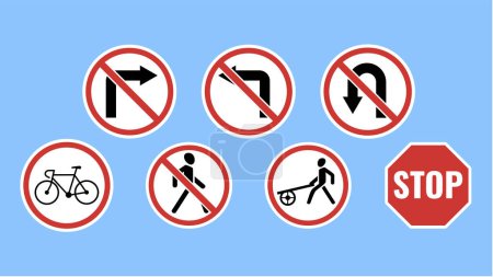 Illustration for Traffic signs. Set of road prohibition signs. Vector illustration - Royalty Free Image