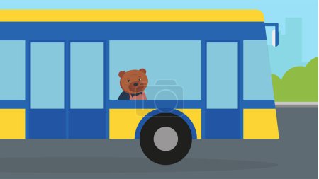 Téléchargez les illustrations : L'ours monte dans le bus - illustration - en licence libre de droit