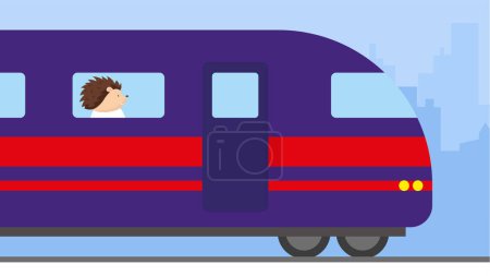Ilustración de Erizo monta el tren - ilustración - Imagen libre de derechos