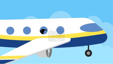 Illustration for Crow flying in an airplane - illustration - Royalty Free Image