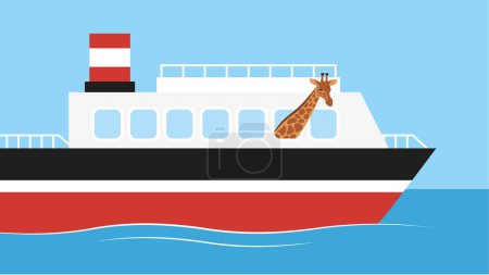 Illustration for Cargo ship with giraffe vector illustration - Royalty Free Image