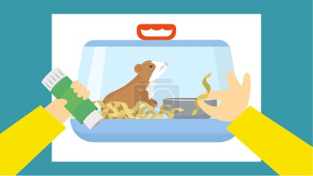 Photo for Hamster in the cage. Pet food. Flat design vector illustration - Royalty Free Image