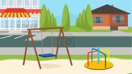 Illustration for Children's playground on the street in the city - Royalty Free Image