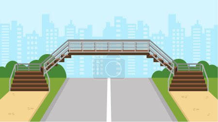 Ilustración de Ilustración vectorial de Carretera con paso peatonal elevado - Imagen libre de derechos