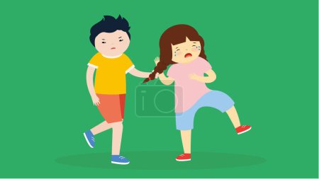 Illustration for Boy and girl are having a fight. Vector illustration in flat style - Royalty Free Image