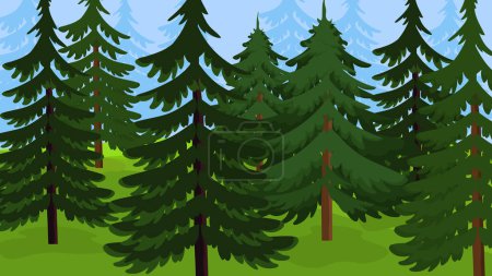 Téléchargez les illustrations : Arbres forestiers avec beaucoup de pins - en licence libre de droit