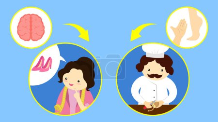 Illustration for Vector illustration of a woman with a chef - Royalty Free Image