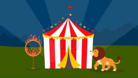 Téléchargez les illustrations : Tente de cirque avec beaucoup de tentes conception d'illustration vectorielle - en licence libre de droit