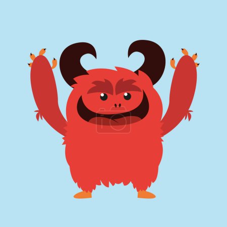 Illustration for Cute cartoon monster with horns and eyes, vector illustration - Royalty Free Image