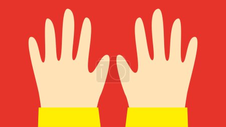 Téléchargez les illustrations : Mains avec gants sur fond rouge - en licence libre de droit